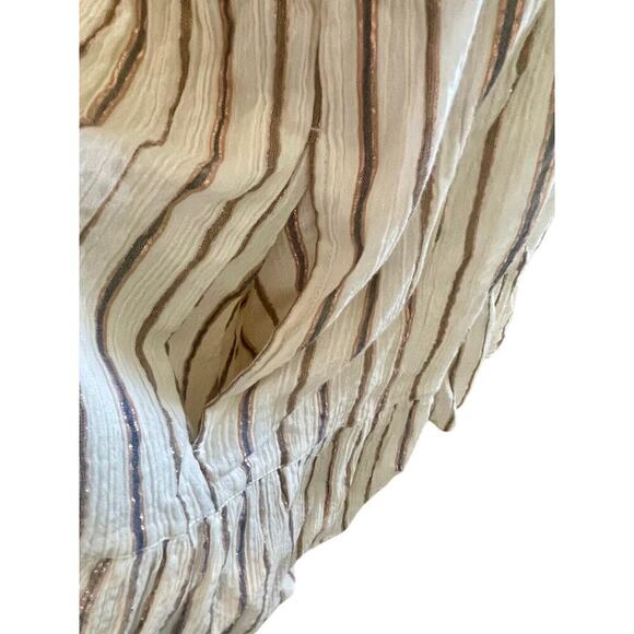 ULLA JOHNSON ROSALIND DRESS CREAM METALLIC RUFFLES RUCHED
SZ 12 OATMEAL CORE - Picture 13 of 16